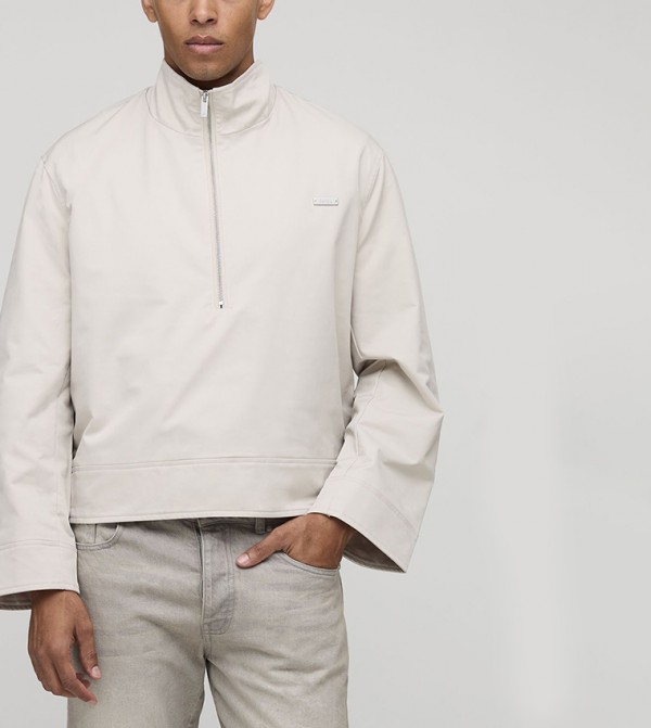 Quarter Zip Collared Oversized Mac Jacket