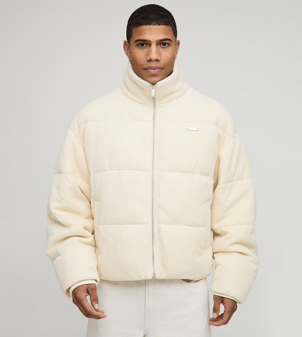 Knitted High Neck Boxy Puffer Jacket