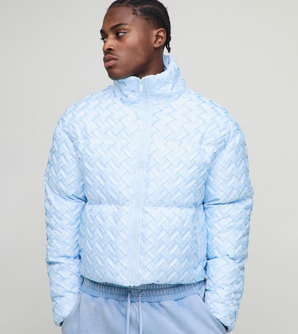 جاكيت بفر بياقة بياقة واقفة  