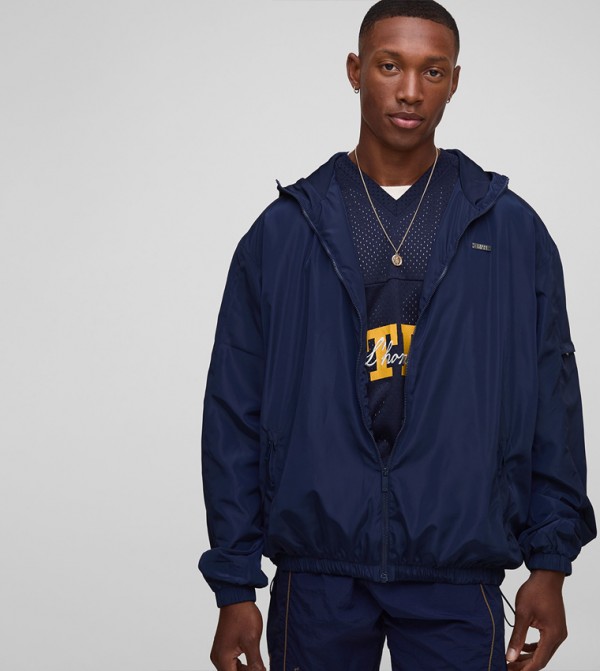 Regular Fit Lightweight Nylon Hooded Windbreaker Jacket