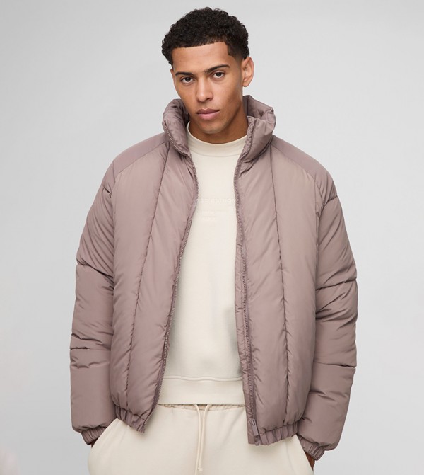 Vertical Panelled Hooded Oversized Puffer Jacket