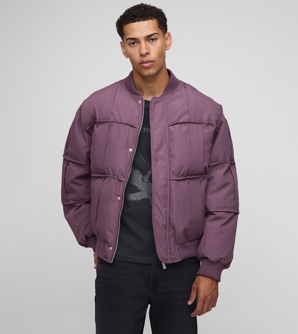 Pleated Panel Oversized Bomber Jacket