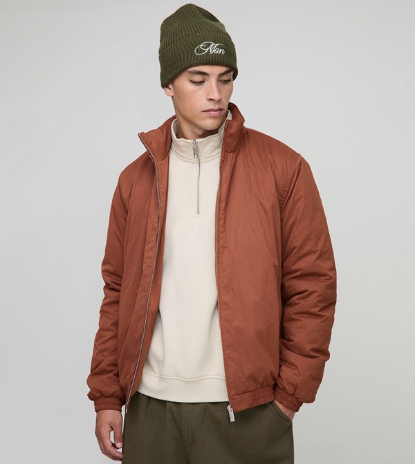 Regular Fit High Neck Nylon Puffer Jacket