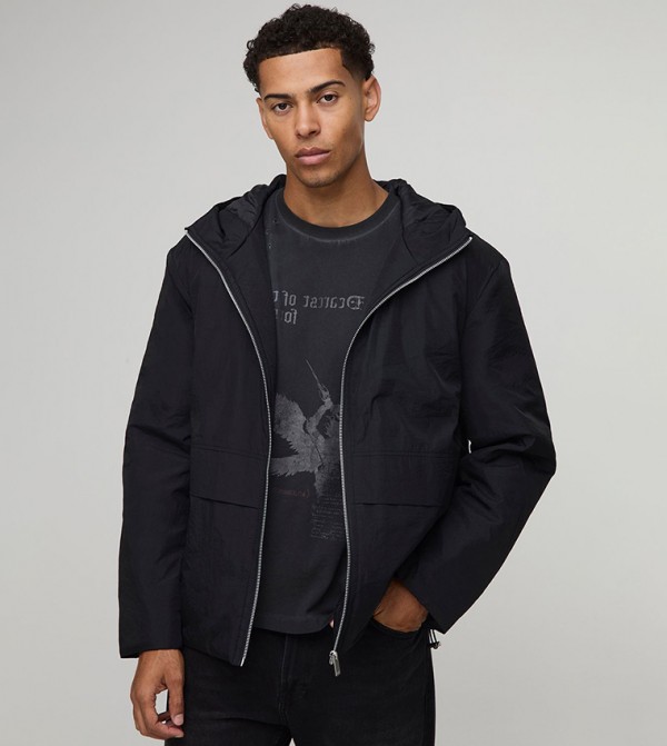 Funnel Neck Hooded Cagoule Jacket