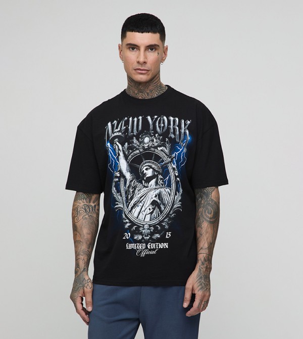 Tall Renaissance Printed Crew Neck Oversized T-Shirt
