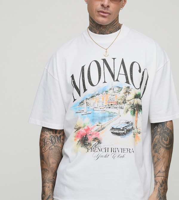 Plus & Tall Printed Crew Neck Oversized T-Shirt