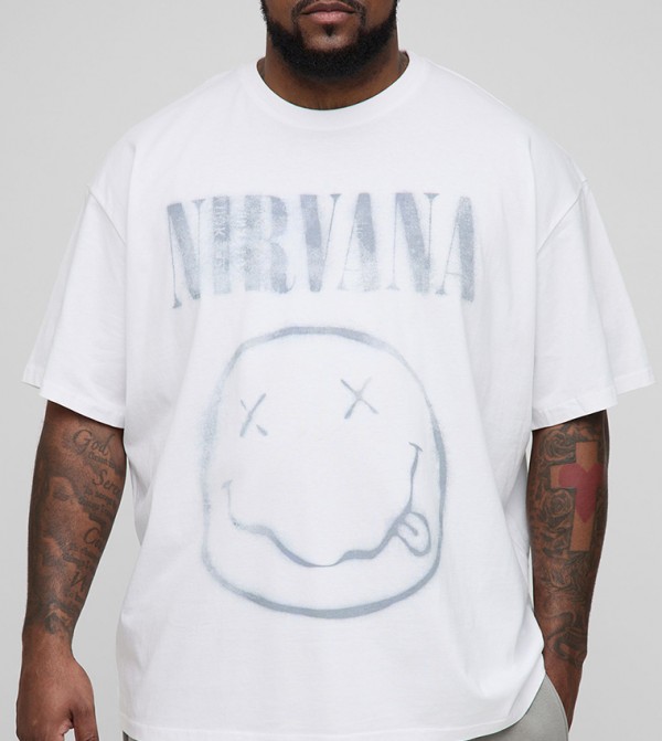 Plus & Tall Nirvana License Printed Oversized T-Shirt