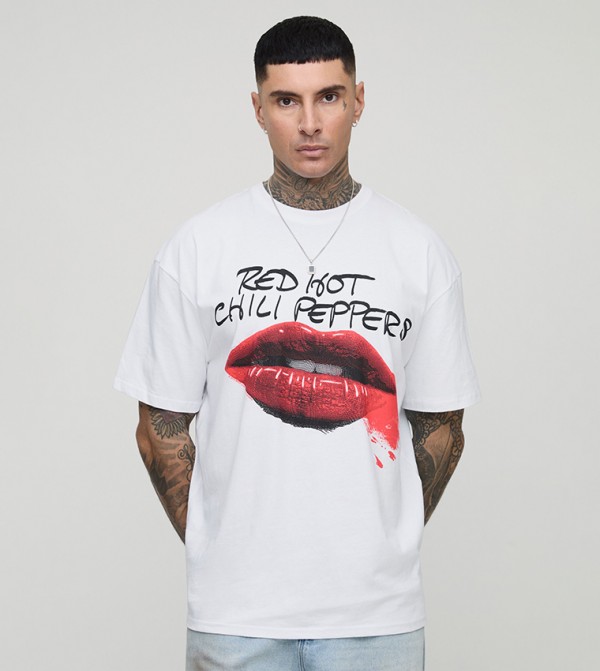 Plus & Tall Red Hot Chili Peppers License Print Oversized T-Shirt