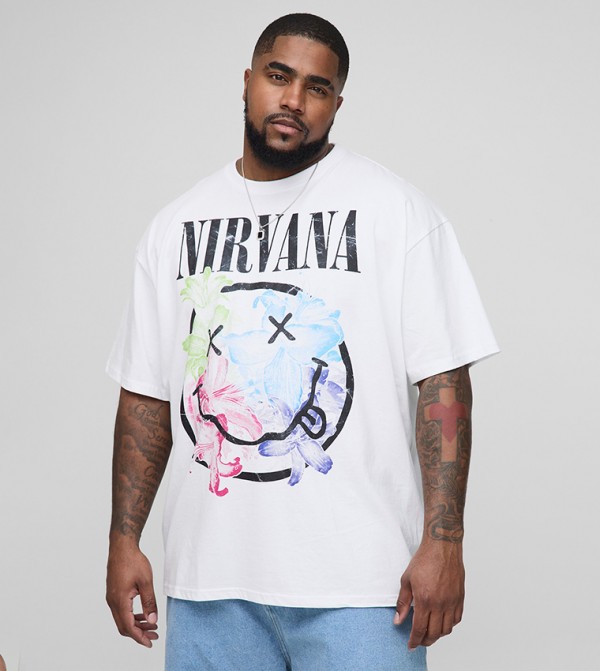 Plus & Tall Nirvana License Print Oversized T-Shirt
