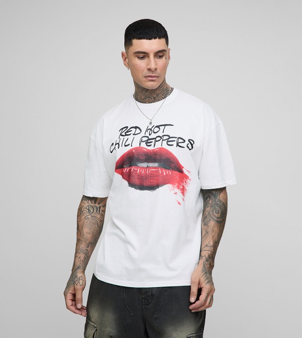 Tall Red Hot Chili Peppers License Print Oversized T-Shirt