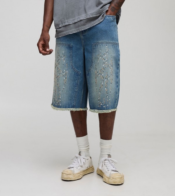 Tall Regular Fit Embellished Tribal Carpenter Jorts