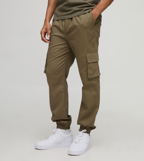 Cuffed Slim Fit Cargo Trousers