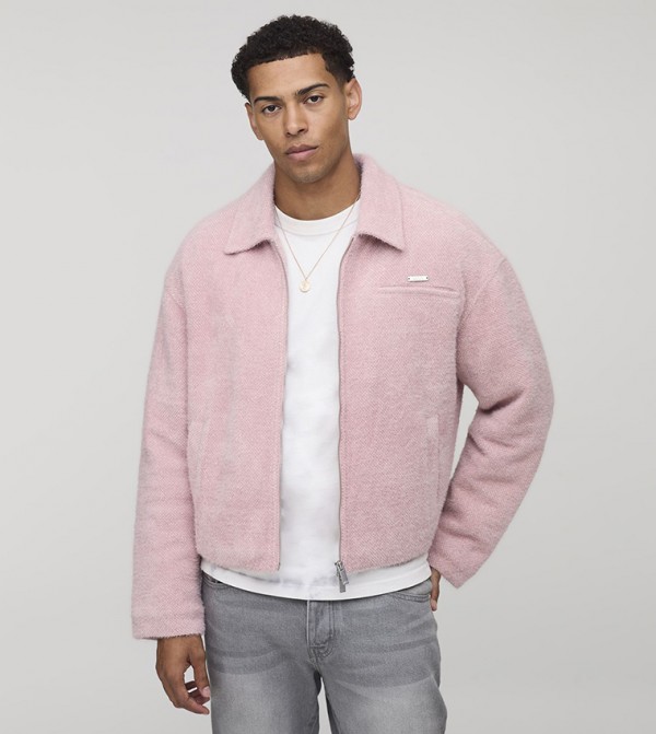 Textured Harrington Boxy Fit Jacket