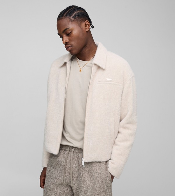Textured Harrington Boxy Fit Jacket