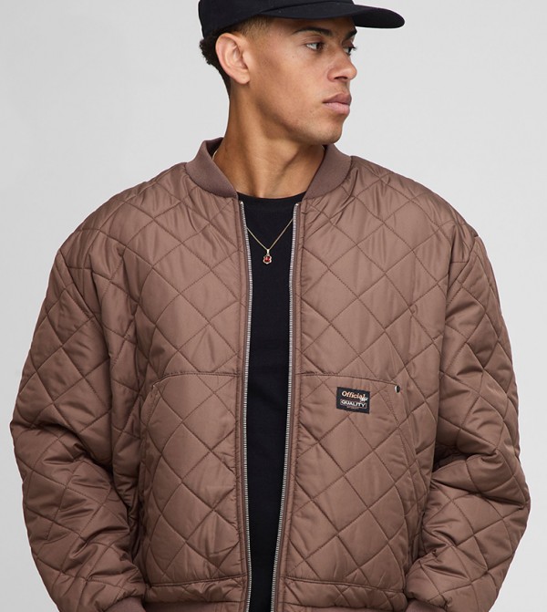 Diamond Quilted Liner Oversized Bomber Jacket