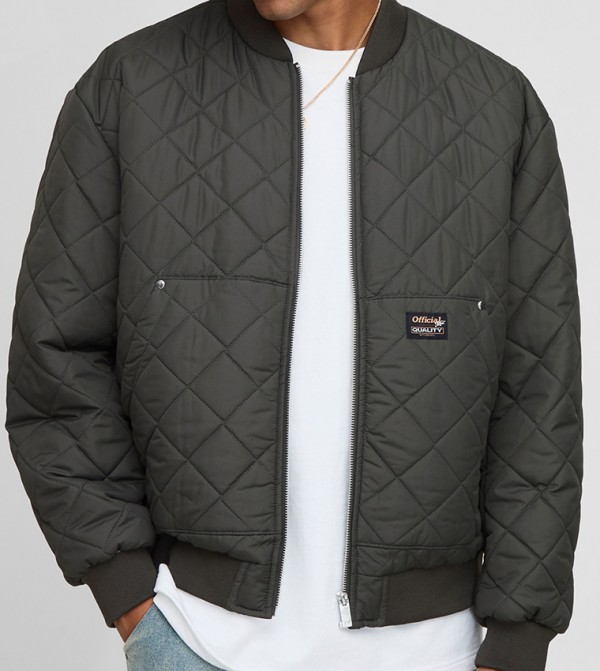 Diamond Quilted Liner Oversized Bomber Jacket