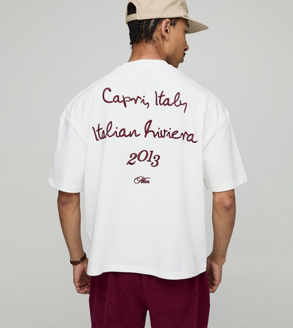 Capri Embroidered Short Sleeves Boxy T-Shirt
