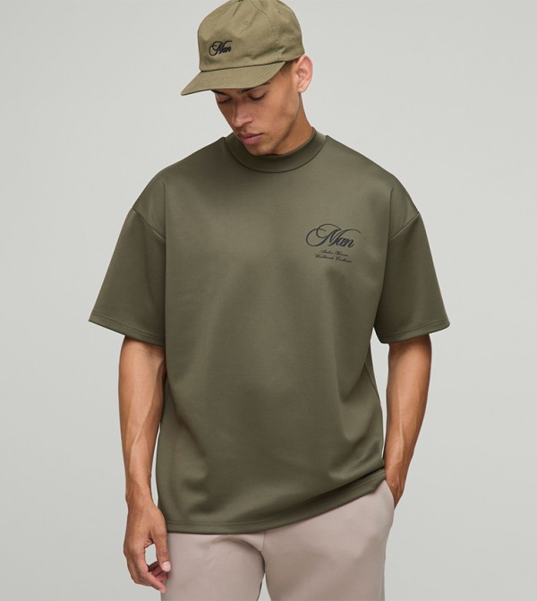 Logo Print Oversized Scuba T-Shirt