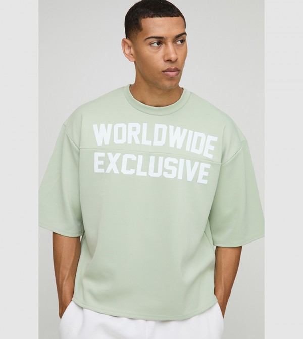 Worldwide Paneled Printed Scuba Boxy T-Shirt