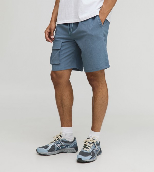 Textured Crinkle Cargo Shorts