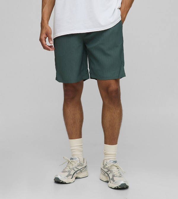 Striped Elastic Waist Relaxed Fit Shorts
