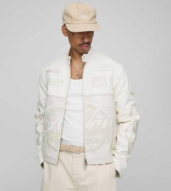 Racing PU Regular Fit Biker Jacket