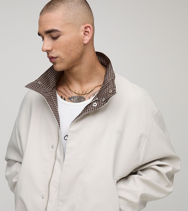 Embroidered Funnel Neck Track Jacket