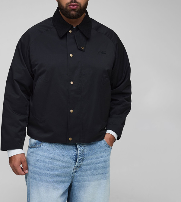Plus & Tall Cord Collar Embroidered Worker Jacket