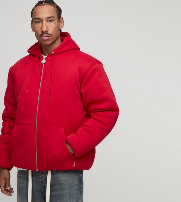 Jersey Hooded Oversized Bomber Jacket