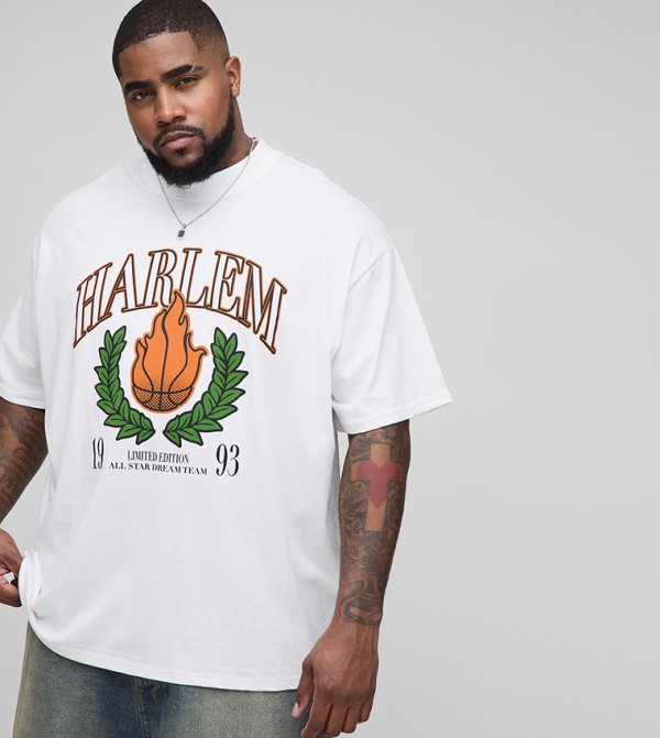 Plus & Tall Harlem Varsity Printed Oversized T-Shirt