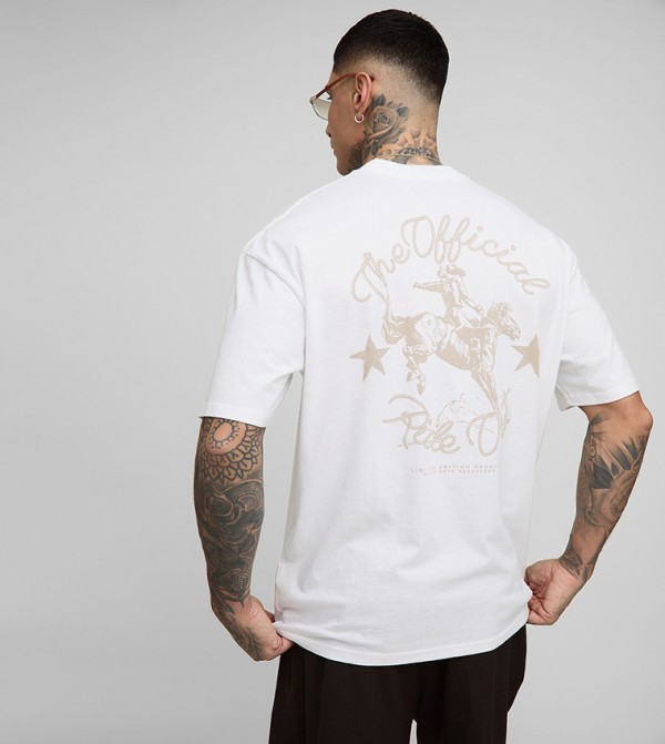 Tall Back Printed Oversized T-Shirt