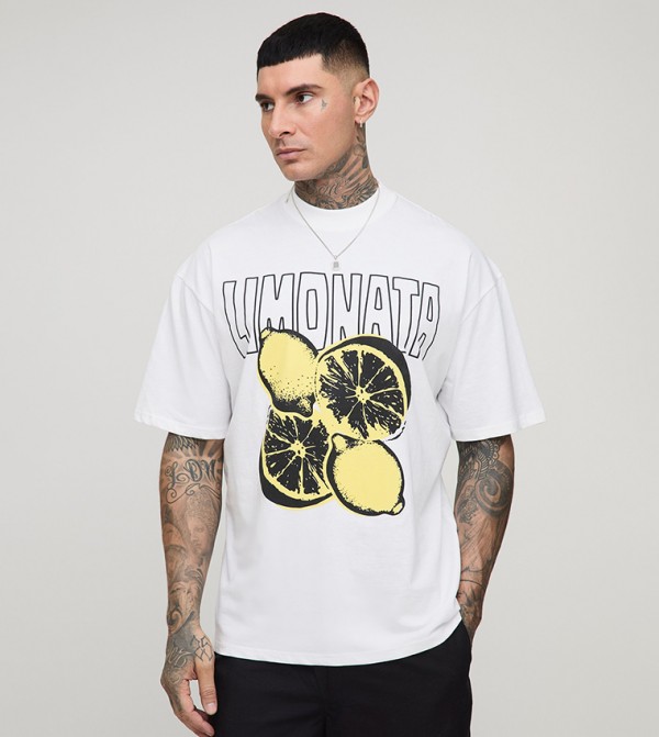 Tall Printed Crew Neck Oversized T-Shirt