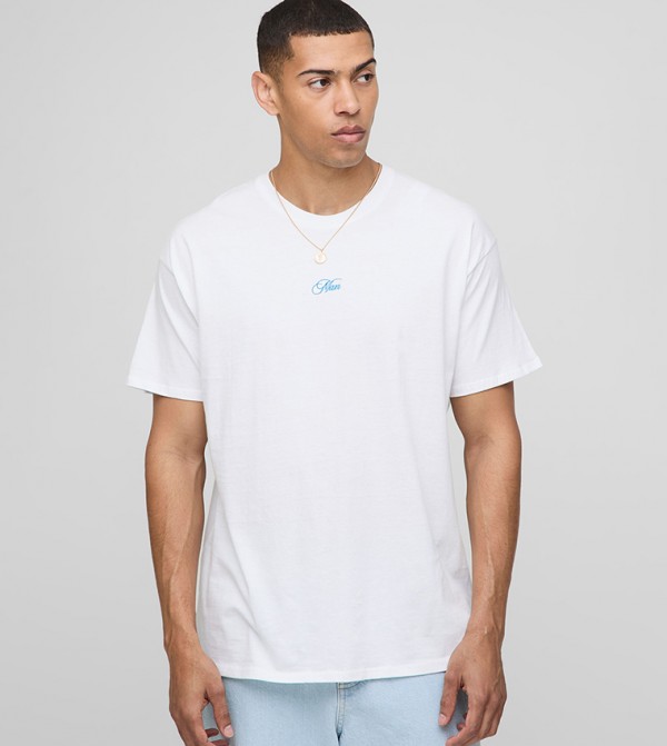 Embroidered Crew Neck Oversized T-Shirt