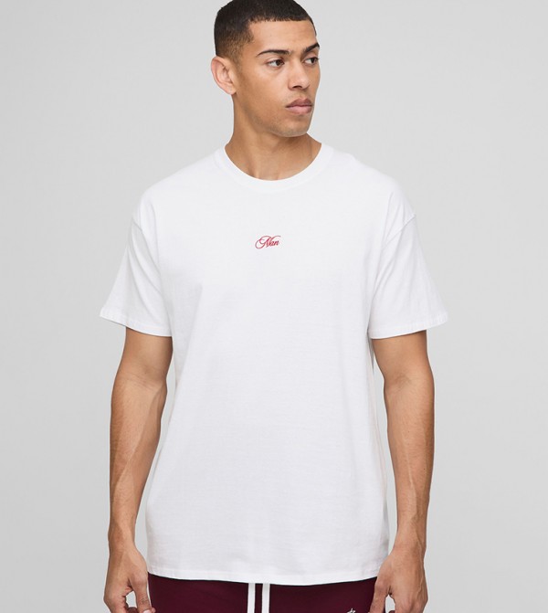 Embroidered Crew Neck Oversized T-Shirt