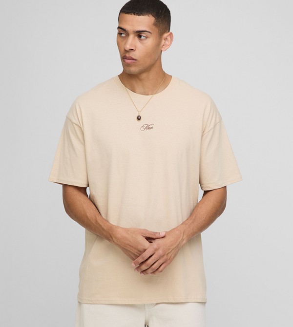 Embroidered Crew Neck Oversized T-Shirt