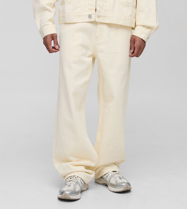 Washed Let Down Hem Relaxed Fit Jeans