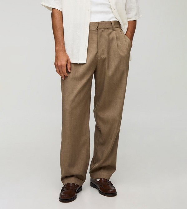 Pleated Front Tapered Trousers