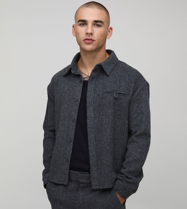 Regular Fit Brushed Rib Welt Pocket Overshirt