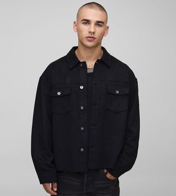 Faux Suede Oversized Overshirt