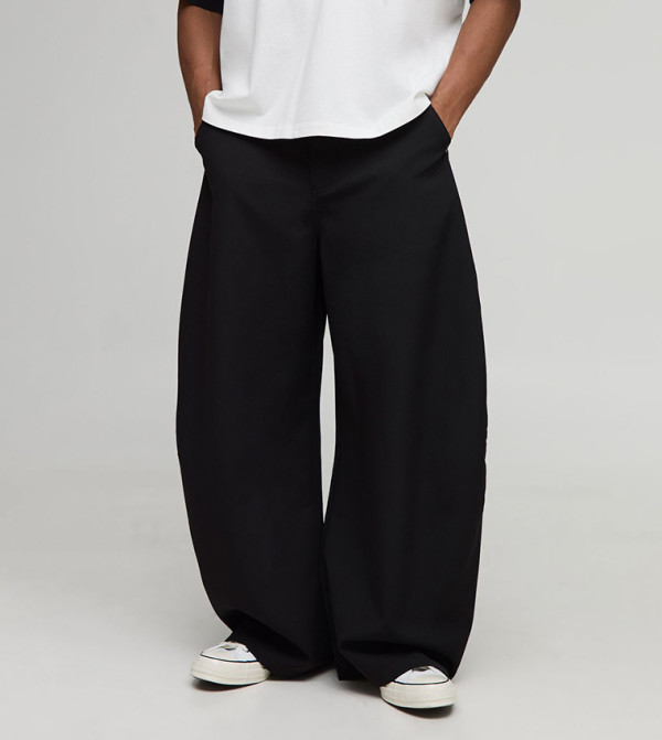 Twill Rivet Detail Extreme Balloon Fit Trousers