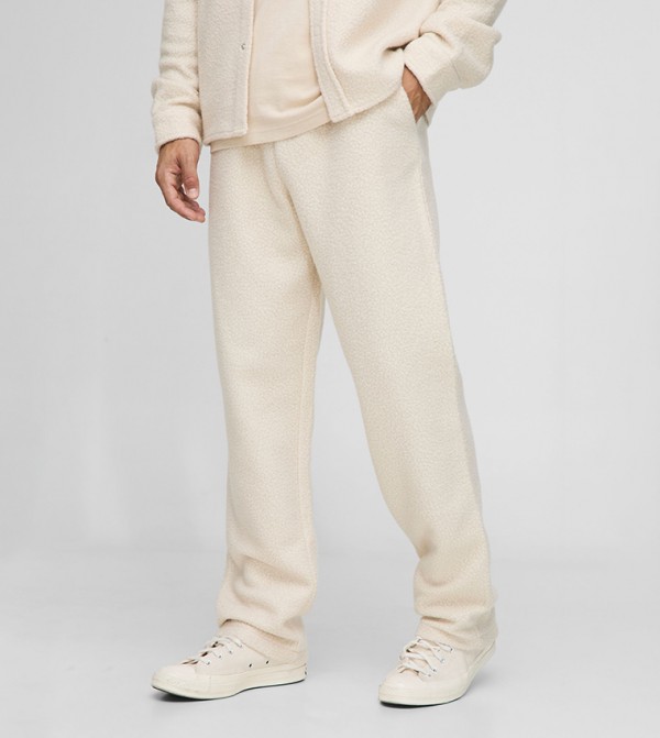 Boucle Elastic Waist Relaxed Fit Trousers