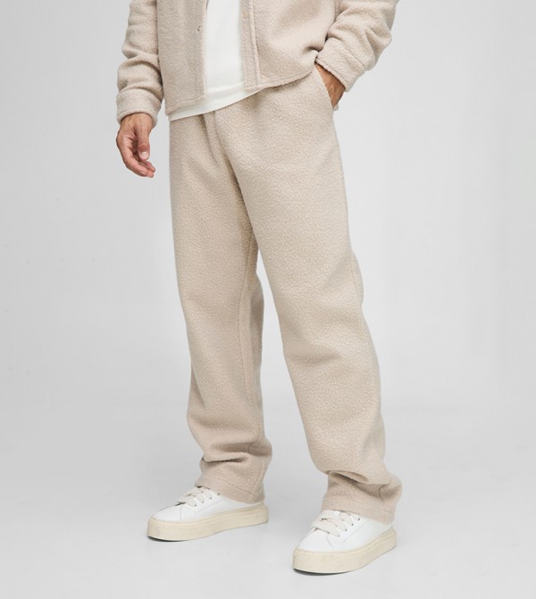 Boucle Elastic Waist Relaxed Fit Trousers