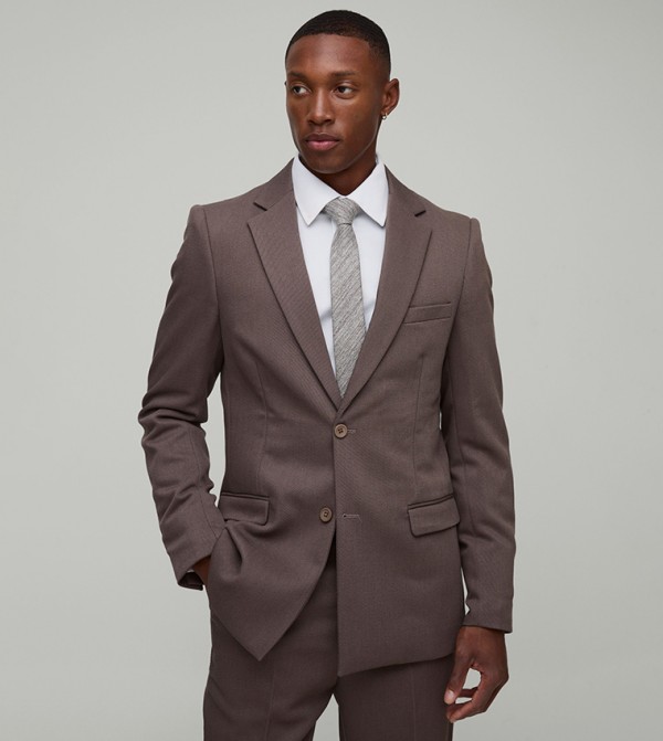 Slim Fit Single Breasted Twill Blazer