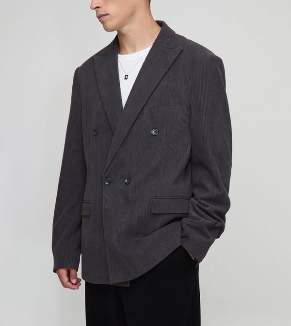 Double Breasted Cord Oversized Blazer