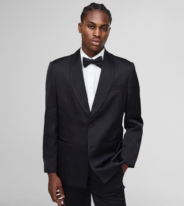 Relaxed Fit Satin Shawl Collar Blazer