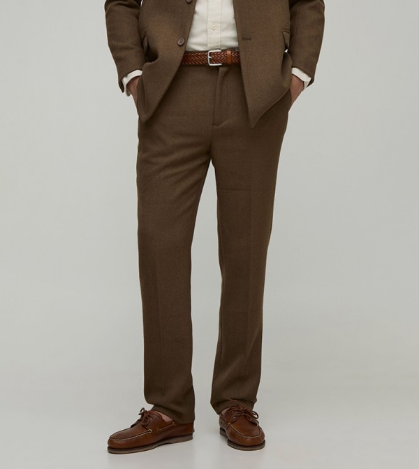 Straight Fit Wool Look Trousers