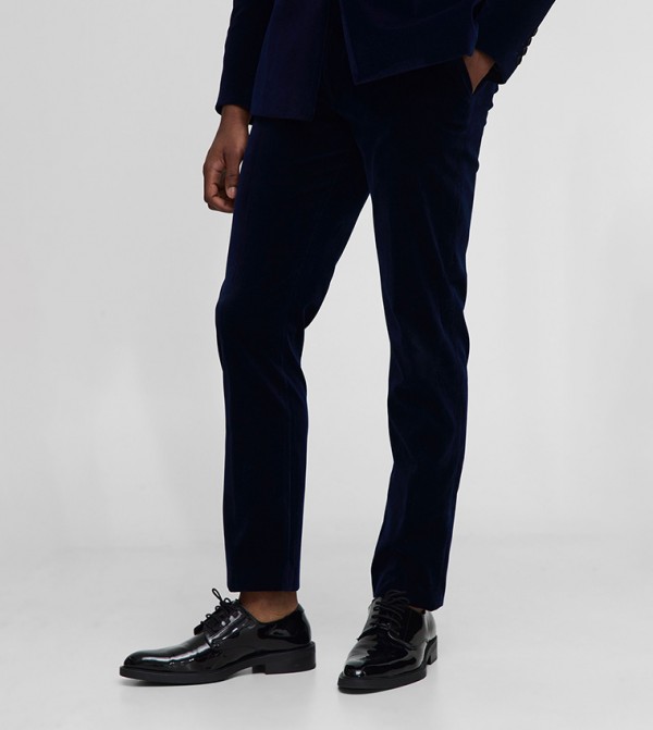 Slim Fit Ribbed Velour Trousers