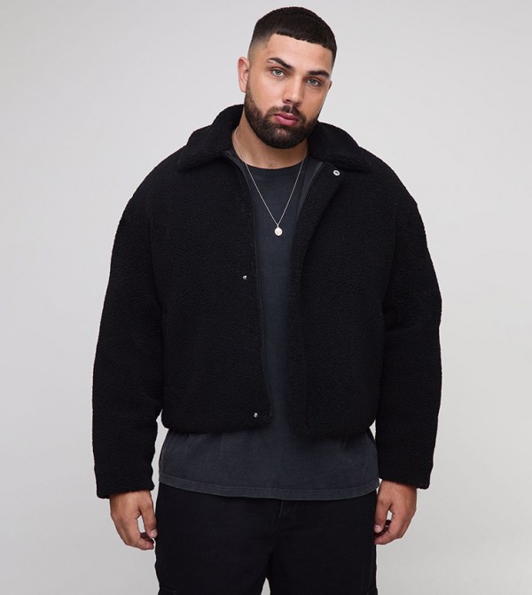 Plus & Tall Borg Zip-Through Harrington Jacket