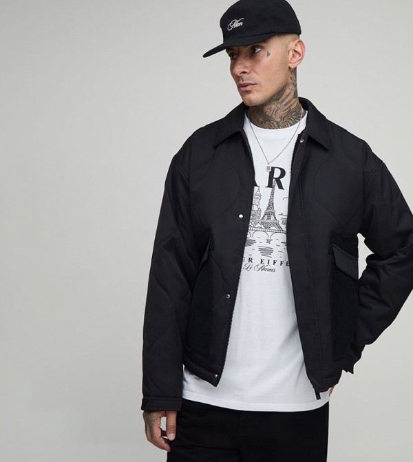 Tall Cord Collar Oversized Quilted Jacket