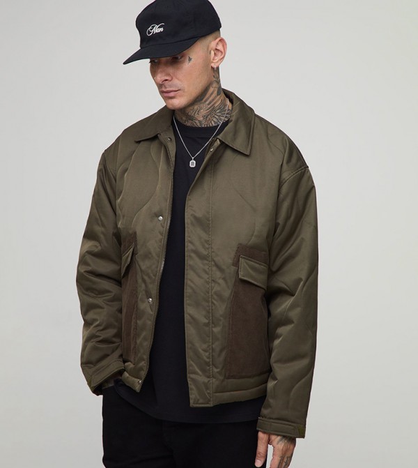 Tall Cord Collar Oversized Quilted Jacket